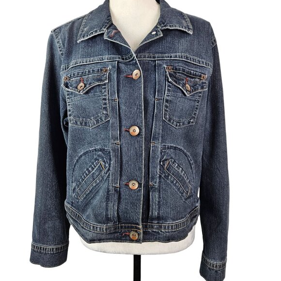Vintage Riders By Lee Stylish Jean Jacket Womens XL Button Front Chic Trendy - Picture 1 of 15